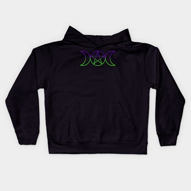 Triple Moon Goddess Purple Green Kids Hoodie by RavenWake